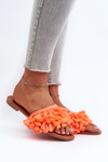 Flat Women's Slippers with Fringes Orange Rialle