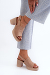 Women's Platform and Heeled Sandals in Beige Eco Suede Vatle