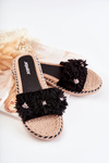 Women's Slippers With Material Flowers Black Susana