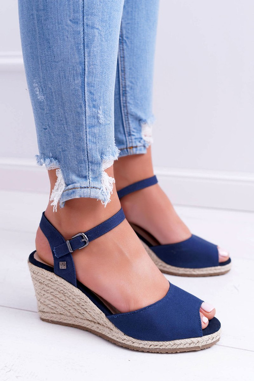 Women's Braided Anchor Sandals Big Star Navy Blue DD274A212