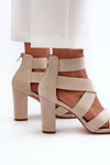 Women's sandals with straps on a beige heel Obissa