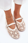 Perforated Ballerinas With Strap Beige Orphali