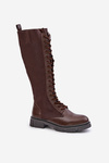 Laced Boots With Elastic Shaft Brown Vamilena