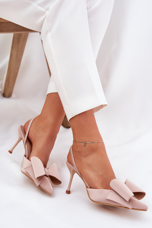 Heels With Open Heels And Bow Beige Eklevia