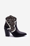 Women's Snake Cowboy Boots Black and White Leara