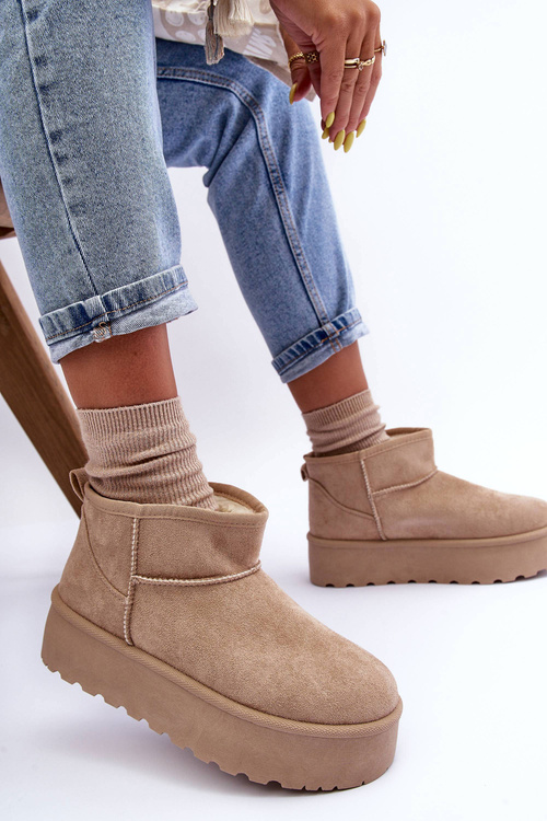 Suede Snow Boots On Platform Beige Corcoran