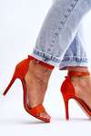 High Heel Suede Sandals Orange Liberty