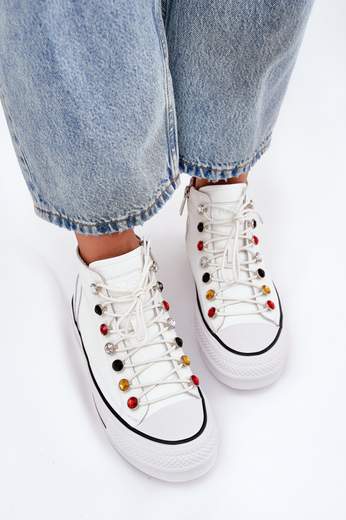 Leather High Top Sneakers Women GOE RR2N4102 White