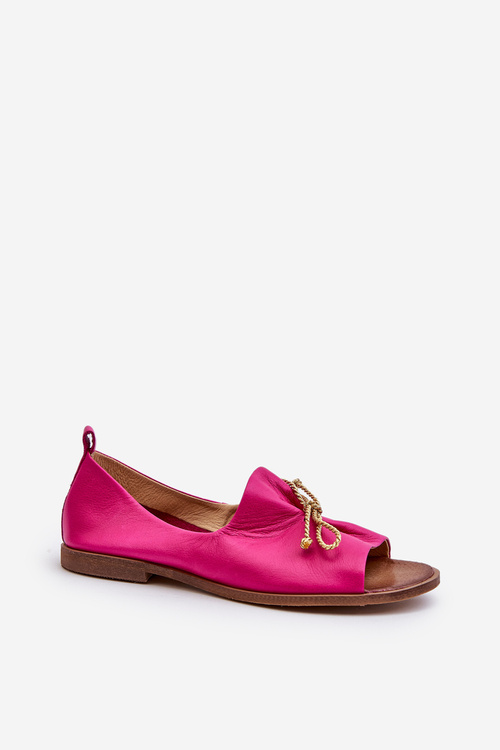 Zazoo 2660 Women's Leather Ballerina Flats Fuchsia