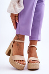Comfortable Suede Sandals On A Chunky Heel Beige Elishia