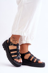 Leather Sandals With Stripes Black Colet