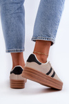 Damskie Sneakersy Na Platformie Beżowo-Czarne Egelia