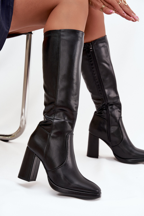 Women's Heeled Boots Made of Eco Leather Insulated Black Lyvella