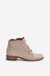 Leather Ankle Boots With Flat Heel Beige Zazoo 2964