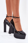 Lacquered High Heel And Platform Pumps Black Nianka
