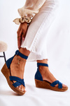 Suede Wedge Sandals Maciejka 04565-06 Navy blue