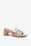 Women's Sandals in Faux Suede On Heel Beige Jemenna
