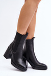 Women's Black Chunky Heel Ankle Boots Piovere