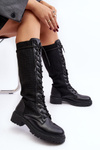 Women's lace-up boots with elastic upper black Virxinia