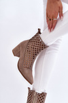 Suede Openwork Boots On High Heel Nicole 2638 Cappuccino