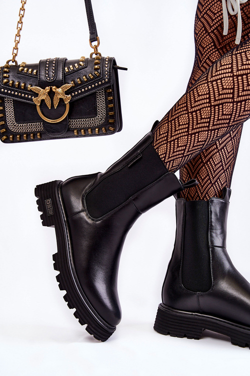 Botki Sztyblety Wysokie Ocieplane Wsuwane Czarne Big Star KK274500