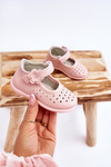 Children's high openwork ballerinas with Velcro pink Jianna
