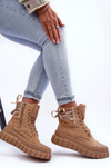 Women's Suede Boots on a Platform Beige Raftera