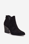Perforated Women's Ankle Boots on Heel S.Barski HY51-060 Black