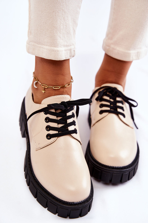 Fashionable Leather Shoes La.Fi 210013BE-PU Beige