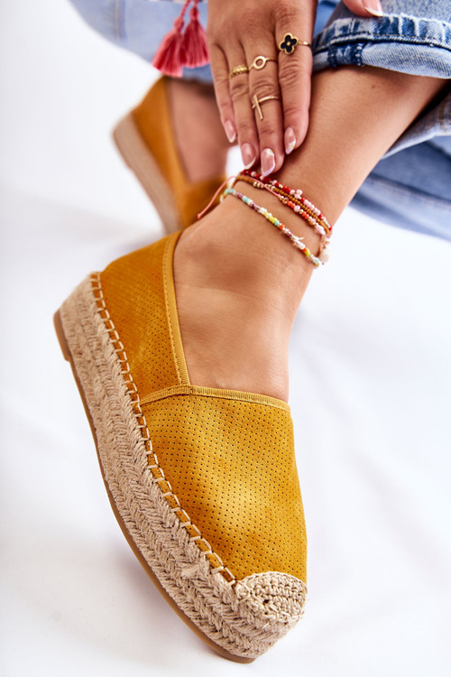 Espadryle Damskie Platforma Żółte Marise