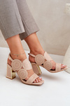 Embellished Heeled Sandals Dark Beige Delariona