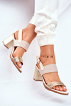 Sandals On A Block Heel Beige-Gold Emmy