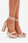 Women's Heeled Sandals With Strap Beige Fevenne