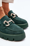 Women's Loafers With Decoration Green Ellise