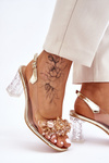 Fashionable Sandals With Beads Golden Terrance