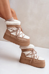 Snow Boots On Platform With Lacing Beige Izathiel