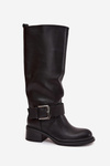 Insulated Women's Boots on Block Heel with Buckle Black Raphaela