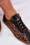 Women's Leather Sports Shoes With Leopard Print Laura 2935 Brown