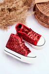 Children's Sneakers With Glitter Red Ally