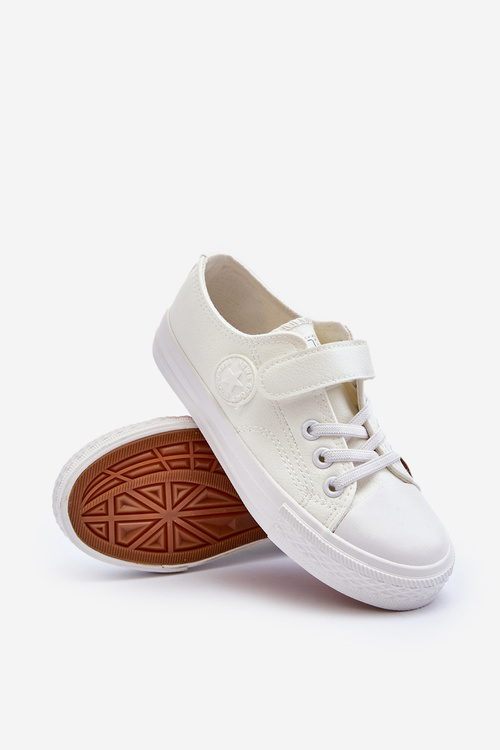 Buty Dziecięce Trampki Skóra Rzep Białe Delmara 22DZ02-1004