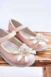 Children's Velcro Ballerinas With Decorative Flower Pink Freya
