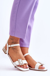 Flat Sandals With Golden Heels White Mindley