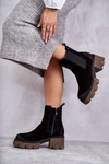 Women's Suede Platform Boots Black Hilde