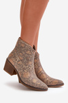 Women's Cowboy Boots With Zipper Animal Print Gold Merisine