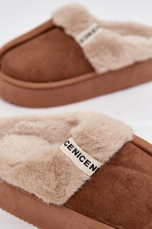 Women's slippers with fur Brown Parisse