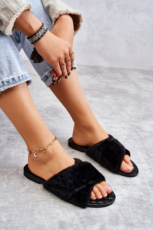 Women's Flat Heels With Fur Black Lussie