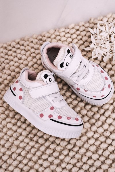 Dziecięce Sportowe Buty Z Pandą Biało Różowe Chico