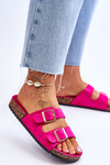 Women's Sandals On Cork Platform With Stripes Fuchsia Doretta