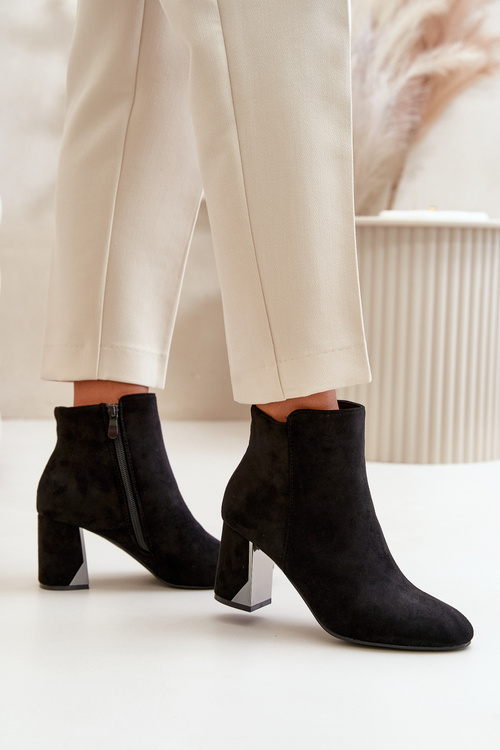 Insulated Ankle Boots With Block Heel And Mirror Element Black Silvare