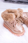 Warmed Children's Booties Trappers Pink Gold Fobos